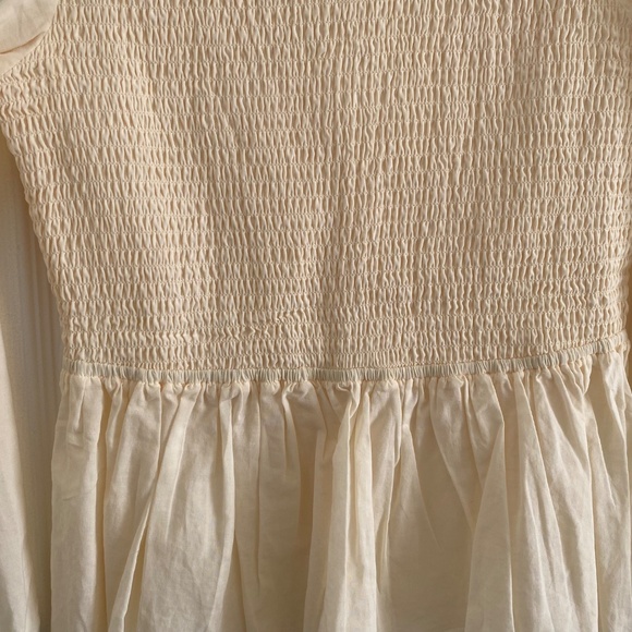 Marine Layer Ivory Smocked 3/4 Sleeve Peplum Top - Picture 4 of 6